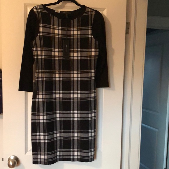 BCBG Black Plaid Dress -NWT - Picture 1 of 7